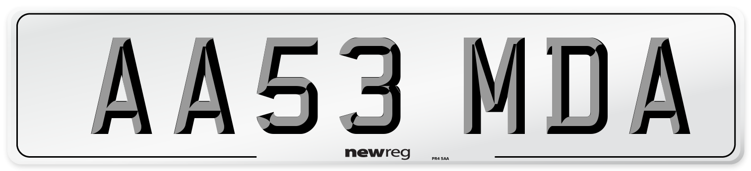 AA53 MDA Number Plate from New Reg